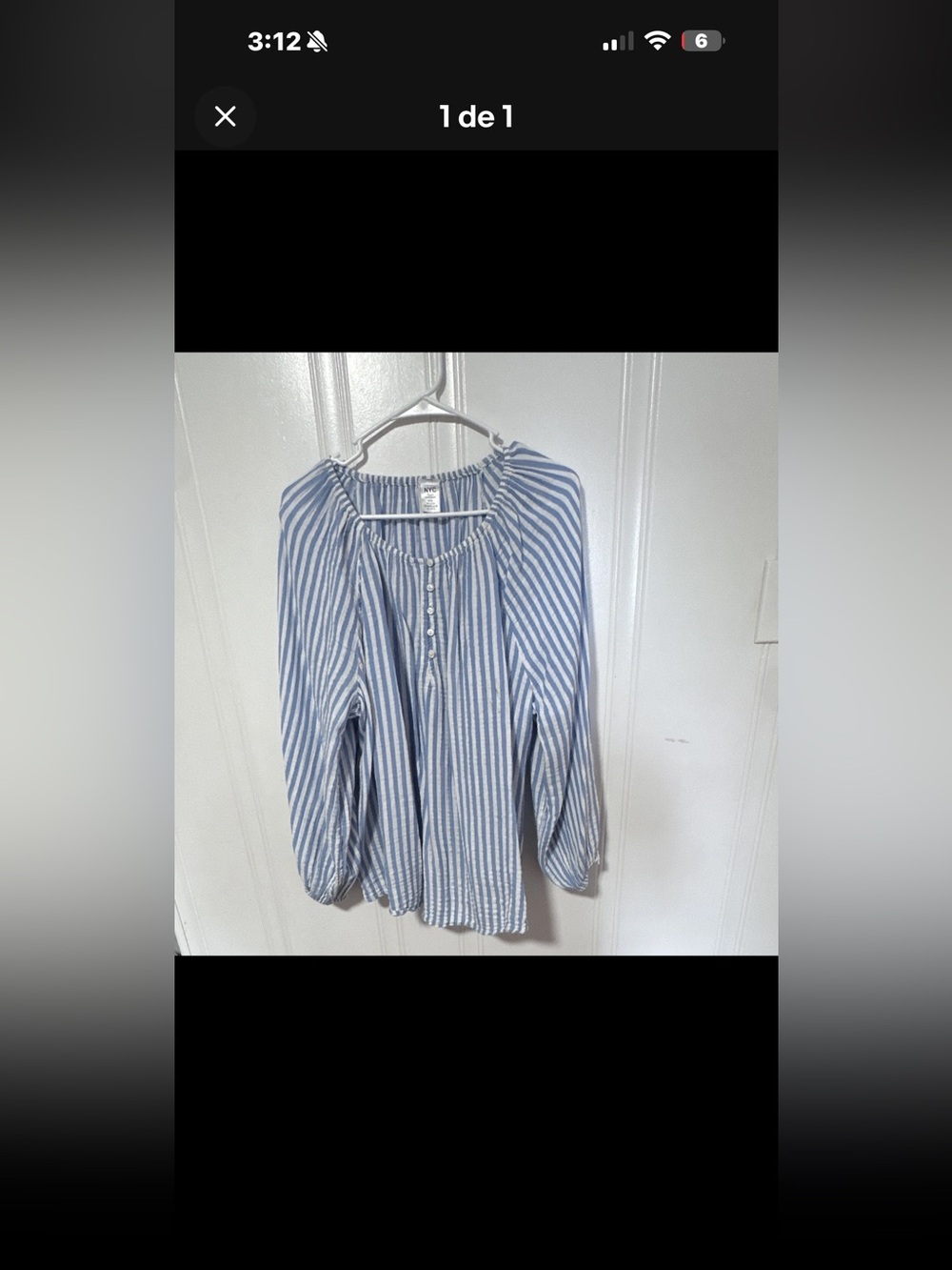 NYC Blue and White Striped Scoop Neck Top